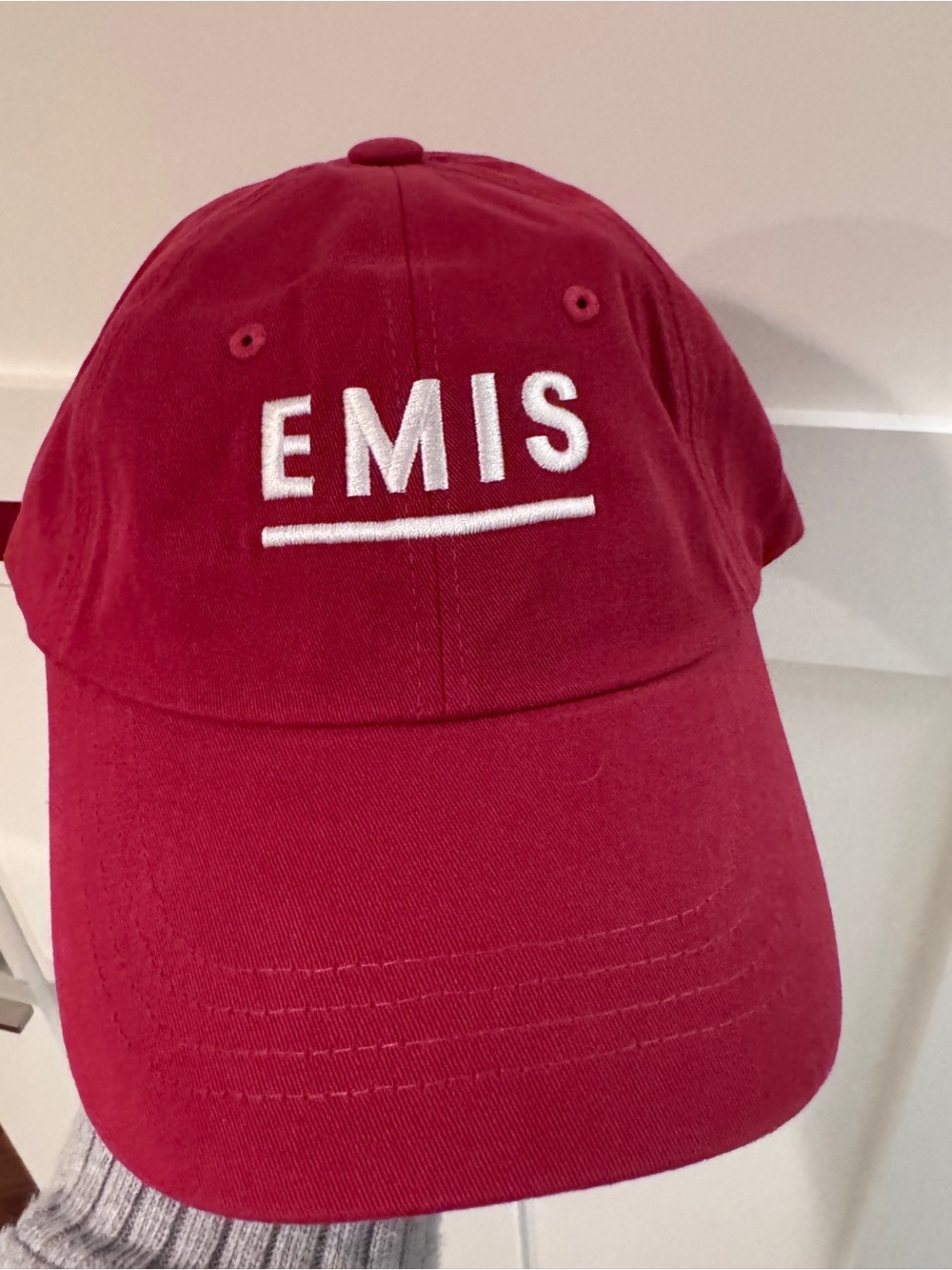 EMIS Embroidered Hat in Deep Red